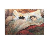 GIEIG Stampa artistica da parete su tela con stampa moderna del letto di Henri De Toulouse Lautrec, decorazione per camera da letto, senza cornice, 60 x 90 cm