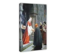 GIEIG Stampa artistica da parete su tela di Frederic Leighton con carità di Santa Elisabetta d'Ungheria, stampa moderna per camera da letto, 40 x 61 cm (40 x 60 cm)