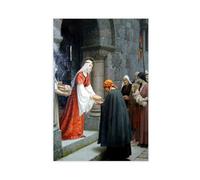 GIEIG Stampa artistica da parete su tela di Frederic Leighton con la carità di Santa Elisabetta d'Ungheria, per camera di ragazzi e adolescenti, 30 x 45 cm