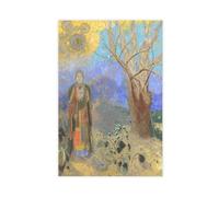 GIEIG Stampa artistica da parete su tela di Odilon Redon il Buddha, per casa, scuola, ufficio, senza cornice, 60 x 90 cm