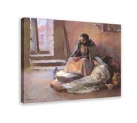 GIEIG Stampa artistica da parete su tela, motivo: La Natività di Gari Melchers, per camera di ragazzi e ragazzi, stampa artistica su tela, 50 x 75 cm