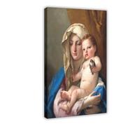 GIEIG Stampa artistica da parete su tela, motivo: Madonna e bambino, The Salve Regina, grandine e regina, per camera di ragazzi e ragazzi, stampa artistica su tela, 40 x 60 cm