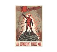 GIEIG Stampa artistica da parete su tela, motivo: propaganda dell'Unione Sovietica, lunga vita al primo maggio, decorazione moderna per camera da letto, 40 x 60 cm, senza cornice, 40 x 60 cm