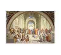 GIEIG Stampa artistica da parete su tela, motivo: Scuola di Atene di Raffaello, per casa, scuola, ufficio, senza cornice, 30 x 45 cm