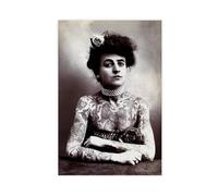 GIEIG Stampa artistica da parete su tela, motivo: Tattooed Lady Maud Wagner 1907, vintage, senza cornice, 40 x 60 cm