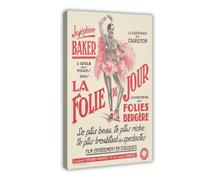 GIEIG Stampa artistica da parete su tela, stampa artistica da parete con stampa moderna di Baker, Josephine La Folie Du Jour, cornice decorativa per camera da letto, 60 x 90 cm