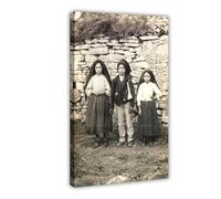 GIEIG Stampa artistica su tela con immagine di Jacinta Francesco Lucia, stampa artistica da parete su tela con immagine dei tre bambini di Fatima, 61 x 91,4 cm