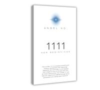 GIEIG Stampa artistica su tela con scritta "Angel Number 1111" New Beginnings, per camera dei ragazzi, 40,6 x 61 cm
