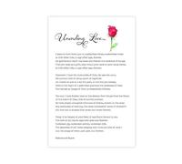 GIEIG Unending Love by Tagore Rabindranath - Poster con poesia romantica con rose, per l'estetica della stanza, stampa artistica da parete, senza cornice, 60 x 90 cm