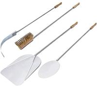 GIEMME - Set 4 Pale per Pizza in Acciaio Inox - Kit Completo per Forno Casalingo, Pale da 30 cm con Manico da 57 cm - Utensili per Pizza