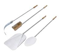 Giemme - Set 4 Pale per Pizza in Acciaio Inox - Kit Utensili da Forno con Manico 115 cm, Ideale per Pizza Ø 33 cm
