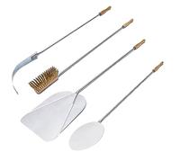 Giemme Spoleto - Set 4 Pale per Pizza in Acciaio Inox - Kit Pale da Forno per Pizze Ø 30 cm, Ideale per Forni Profondi 100/110 cm