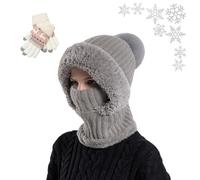 Gienslru 2026 Nuovo Cappello Beanie, Cappello Beanie 3 in 1 per Donna, Cappello Donna Invernale, combinare Una Sciarpa e Una Maschera, Cappello Multifunzionale Antivento in Maglia (Grigio)