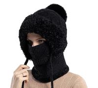 Gienslru Berretto 3 in 1 da donna, Averageon Women's Outdoor Windproof Scarf Hat Balaclava, con fodera in pile, per donne e attività all'aria aperta, nero-a, Taglia unica