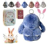 Gienslru Easter Keychain With Tin Box, 4" Handmade Soft Bunny Charms, Easter Cute Bunny Plush Keychain, for Women & Teens Sweet Surprise (D-1)