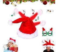 Gienslru Electric Christmas Hat, Singing and Dancing Electric Christmas Santa Hat, Funny Plush Swing Xmas Hats, Swing Musical Funny Toy Hats, for Kids Adults New Year Party Supplies (1pc)