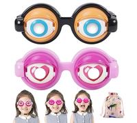 Gienslru Funny Novelty Glasses with Blinking Eyes, Blinking Winking Glasses, Big Eye Wacky Party Glass and Selfie Props, Funny Glass for Adults, for Halloween Pranks and Quirky Toy (C)