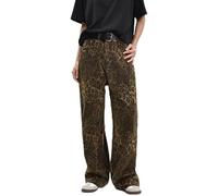 Gienslru Jeans con Leopardo Marrone Chiaro da Donna Pantaloni in Denim da Donna e da Uomo Pantaloni Leopardati Oversize Gamba Larga Pantaloni Street Wear Hip Hop Vintage Casual