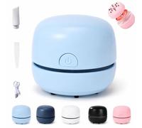 Gienslru Mini Aspirapolvere da Scrivania, Ricaricabile via USB e a Basso Consumo, Ideale per Ufficio e Casa Scrivanie, Tastiere, Laptop, Zone Studio, Angoli Creativi (Light Blue)