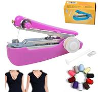 Gienslru Mini strumento da cucito Spring Come, mini cucitrice manuale senza fili, facile da usare, kit di fili da cucito portatile per tessuti fai da te, vestiti, casa e viaggi (rosa)