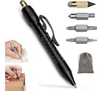 Gienslru MP1 Multi-Functional Titanium Pen - Ultimate EDC Pocket Tool, MP1 Titanium Multitool Pen, Bolt-Action EDC Pens with Replaceable Tool Heads, for Office, Write, Construction Work (Black)