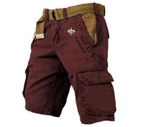 Gienslru Pantaloncini Jeans da Uomo Estivi Imitazione Cargo Bermuda Larghi Senza Cintura Elasticizzati Shorts Casual Corti Pantalone Leggero