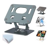 Gienslru Rotiva Rotating Stand for Laptop, Rotiva Rotating Stand with 360° Rotatings Base, Ergonimic Foldable Laptop Riser, Adjustable Height, Easy Storage, for Desk, Tablets, Laptops (Gray)