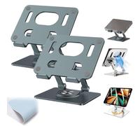 Gienslru Rotiva Rotating Stand for Laptop, Rotiva Rotating Stand with 360° Rotatings Base, Ergonimic Foldable Laptop Riser, Adjustable Height, Easy Storage, for Desk, Tablets, Laptops (Gray*2)
