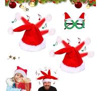 Gienslru Similarlyl Electric Christmas Hat, Singing and Dancing Electric Christmas Santa Hat, Funny Plush Swing Xmas Hats, Swing Musical Funny Toy Hats, for Kids Adults New Year Party Supplies (2pcs)