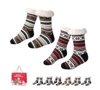 Gienslru Snowflake Ultra-Thick Slipper Home Socks, Snowflake Ultra-Thick Cashmere Slipper Home Socks (B*2, Adulto, Donna, Taglia unica, Testo, Sistema Taglie Calzature EU, Media)