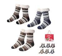 Gienslru Snowflake Ultra-Thick Slipper Home Socks, Snowflake Ultra-Thick Cashmere Slipper Home Socks (E*3, Adulto, Donna, Taglia unica, Testo, Sistema Taglie Calzature EU, Media)