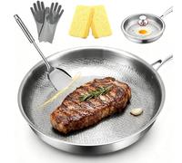 Gienslru Tovara Titanium Pro, padella TitaniumPro Titanium Hammered Pan Pro with Lid, 100% non tossico, padella in titanio naturale antiaderente, 26/28/30 cm for Cooking (No Lid, 11.02in)