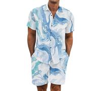 Gienslru Tuta Uomo Completa Estiva Camicia Hawaiani e Pantaloncini 2 Pezzi Set Completo Hawaiano a Maniche Corte Completa Tropicale Completino Abiti Estivi per Spiaggia e Vacation Summer