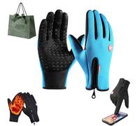 Gienslru Ultimativi guanti termici impermeabili e antivento, compatibili con touchscreen, per sci e ciclismo, corsa (blu cielo, uomini L - la maggioranza)