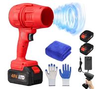 Gienslru Yiicoong Cordless Blower, Yiicoong Super Powerful Cordless Blower, Turbo Jet Blower, Cordless Turbo Super Power Air Duster, Handheld Leaf Blower for Yard and Car Cleaning (Red 2 Battery)