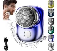 Gienslru Zao Mini rasoio da uomo 2023, mini rasoio elettrico portatile, tascabile, lavabile, bagnato e asciutto, mini rasoio USB per viaggi, regalo per la festa del papà (blu sfumato)