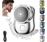 Gienslru Zao Mini rasoio da uomo 2023, mini rasoio elettrico portatile, tascabile, lavabile, bagnato e asciutto, mini rasoio USB per viaggi, regalo per la festa del papà (argento)