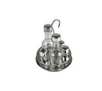 Gierre Oliera 5 Pezzi in Vetro con Struttura in Acciaio Inossidabile e Tappi in Plastica, Colore, Cm 16 X 22 H, Glass