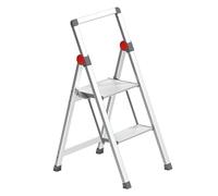 GIERRE MINI SLIMSTEP Sgabello Pieghevole in Alluminio, 2 Gradini, Piattaforma 30,5 cm, Parapetto 40 cm, Salvapazio