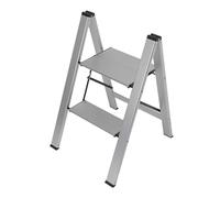 GIERRE Scaletta 2 Gradini Alluminio 72H x 45 cm Con Blocco Automatico all'Apertura Scaletta Pieghevole Salvaspazio Gradini da 12 cm e Ampia Piattaforma da 23 x 31 cm