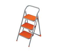 GIERRE Scaletta 3 Gradini In Acciaio Con Base di Appoggio 142H x 48 cm Gancio di sicurezza per Apertura Chiusura Accidentale Scaletta Pieghevole Salvaspazio Gradini Antiscivolo Piedini in Gomma