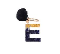 Gierzijia Ciondolo a sfera in resina con alfabeto A-Z in lamina d'oro nera per le donne, portachiavi con lettera iniziale accessori per borse, E, taglia unica