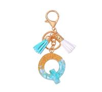 Gierzijia Portachiavi in resina con nappa in lamina d'oro verde A-Z alfabeto per donne, lettera iniziale portachiavi accessori borsa ciondoli, Domande e risposte:, taglia unica