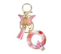 Gierzijia Portachiavi in resina rosa con fiore secco dalla A alla Z, da donna, con lettera iniziale, accessorio per borse, Domande e risposte:, taglia unica