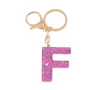Gierzijia Simpatico portachiavi in resina con paillettes viola A-Z alfabeto per donne, lettera iniziale portachiavi accessori borsa ciondoli, F, taglia unica