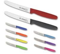 Giesser Coltelli 5x Coltelli multiuso 11 cm lunghezza lama con taglio ondulato Nero/Azzurro/Limone/Arancione/Rosa - Coltelli professionali Made in Germany