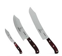 Giesser since 1776 - Made in Germany - PremiumCut, Rocking Chef, set di coltelli da 3 pezzi, Coltello da cuoco, da pane, coltello spelucchino, micarta, rosso, inossidabile, Set di coltelli da barbecue