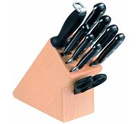 Giesser since 1776 - Made in Germany - Set di coltelli con manico in faggio da 9 pezzi, forgiati, resistenti al calore, neri, set di coltelli, inossidabili, set di coltelli affilati tedeschi