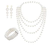 GifBasg Lussuoso set di gioielli con perle anni '20, orecchini eleganti, bracciale raffinato, lunga collana moderna per feste tematiche, matrimoni e serate vintage glamour