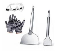Gifcomda SDS PLUS Set Scalpelli - 4 pz 280 x 100mm (angolato) + 250 x 40mm + Occhiali protettivi + Guanti da lavoro, Scalpelli per piastrelle, pietra naturale, calcestruzzo, muratura, ecc.